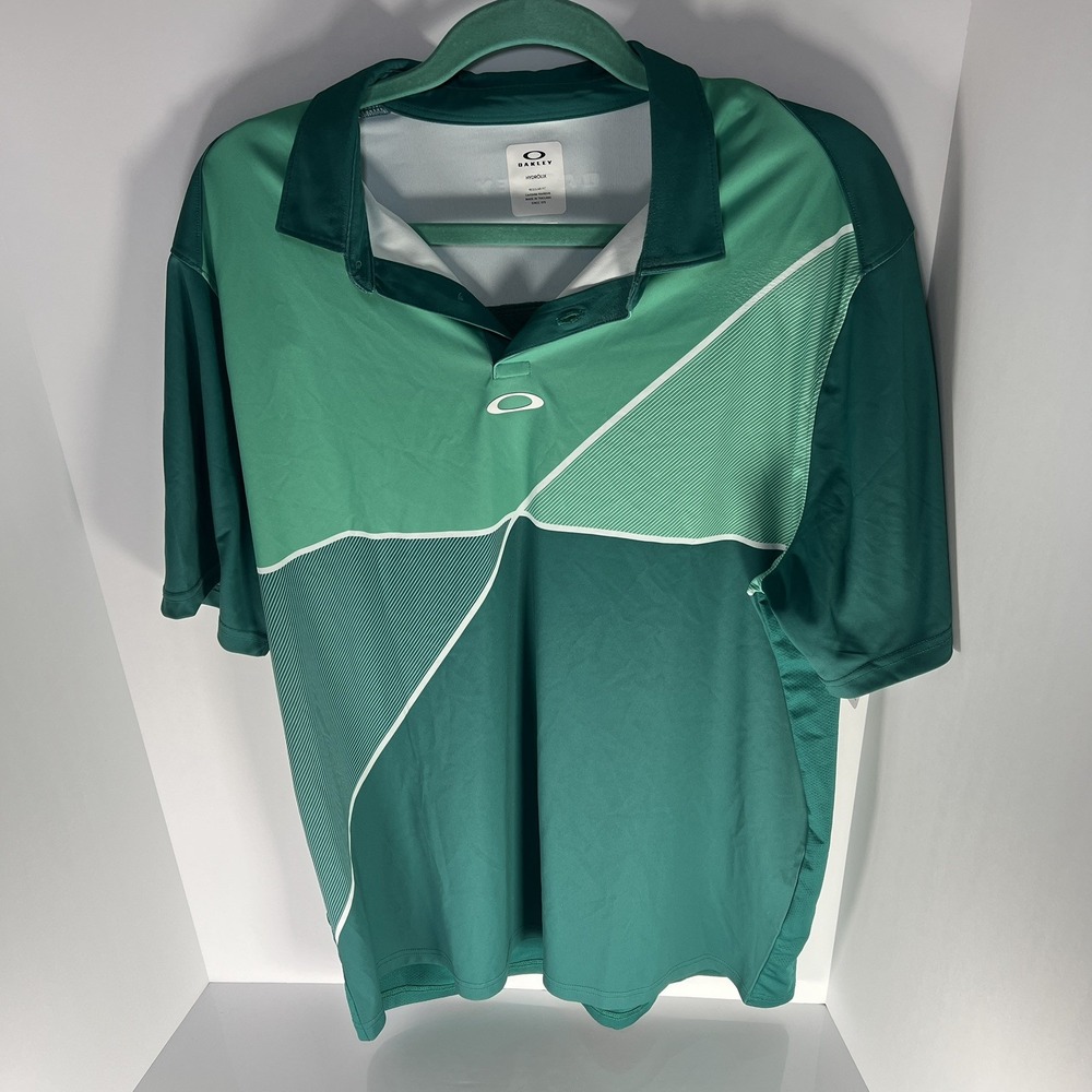 Oakley Mint Green Golf Polo XL Regular Fit Performance Hydrolix Short Sleeve EUC